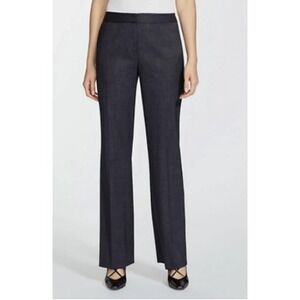 Lafayette 148 Charcoal Menswear Style Tailored Virgin Wool Straight Leg Pants 12